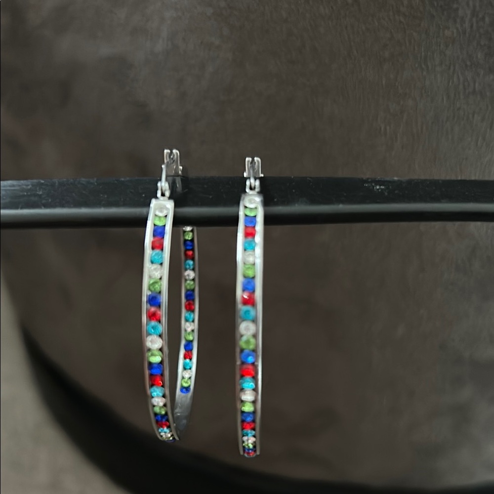 Colorful Crystal Hoop Earrings